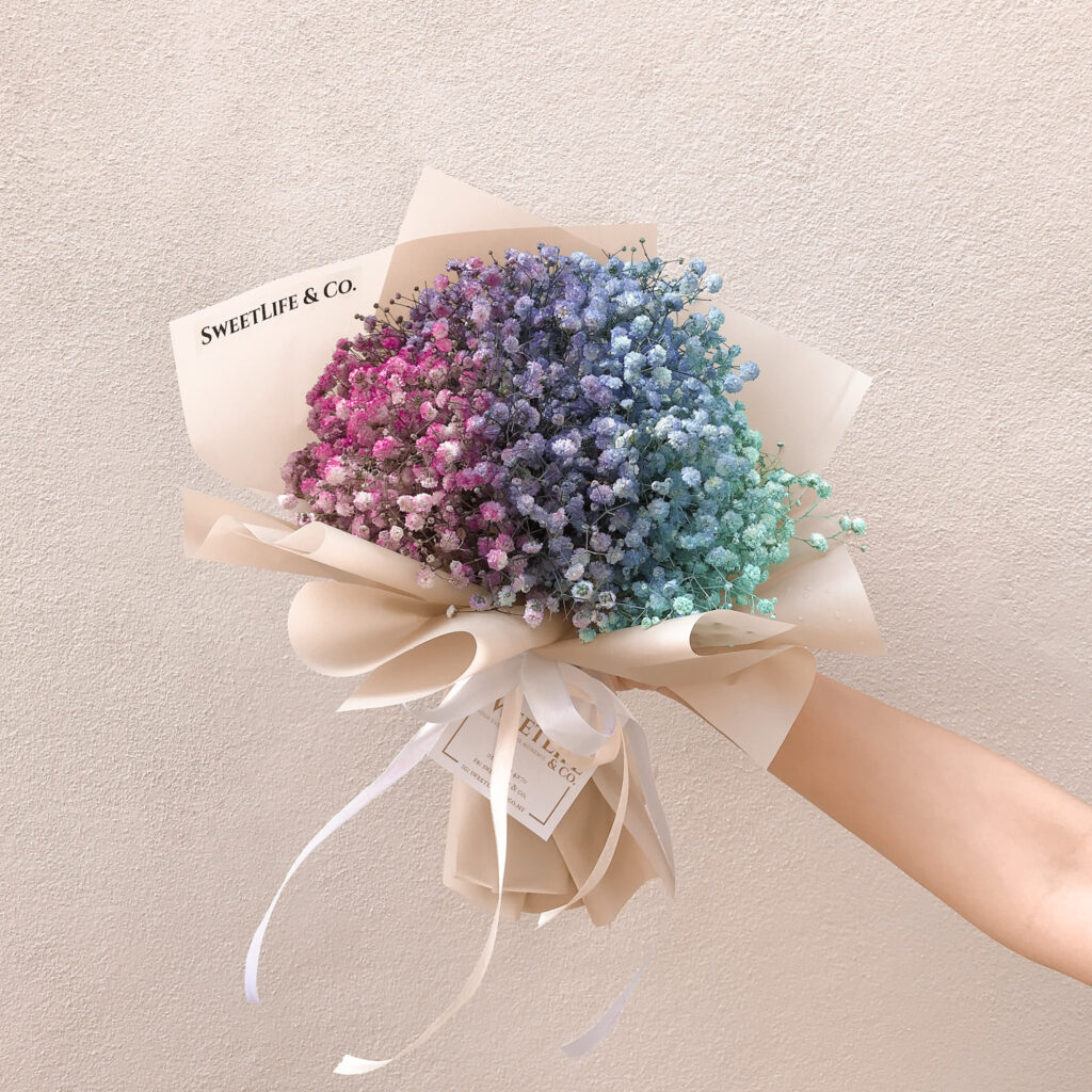 Colourful Baby Breath Bouquet. Baby breath flowers. Baby breath hand bouquet. SweetLife & Co Penang Florist.