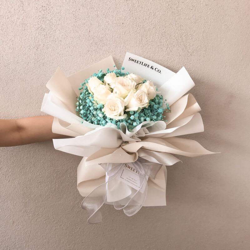 florist penang - penang florist - florist in penang - flower delivery penang - bouquet delivery penang - Rose Bouquet - Tiffany Blue Baby Breath Bouquet - SweetLife & Co. florist penang